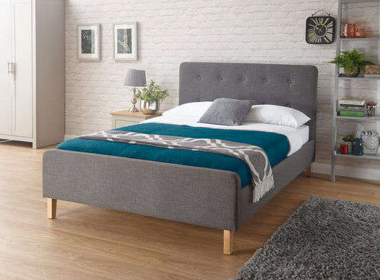 GFW Ashbourne Grey Upholstered Bed - Kingsize