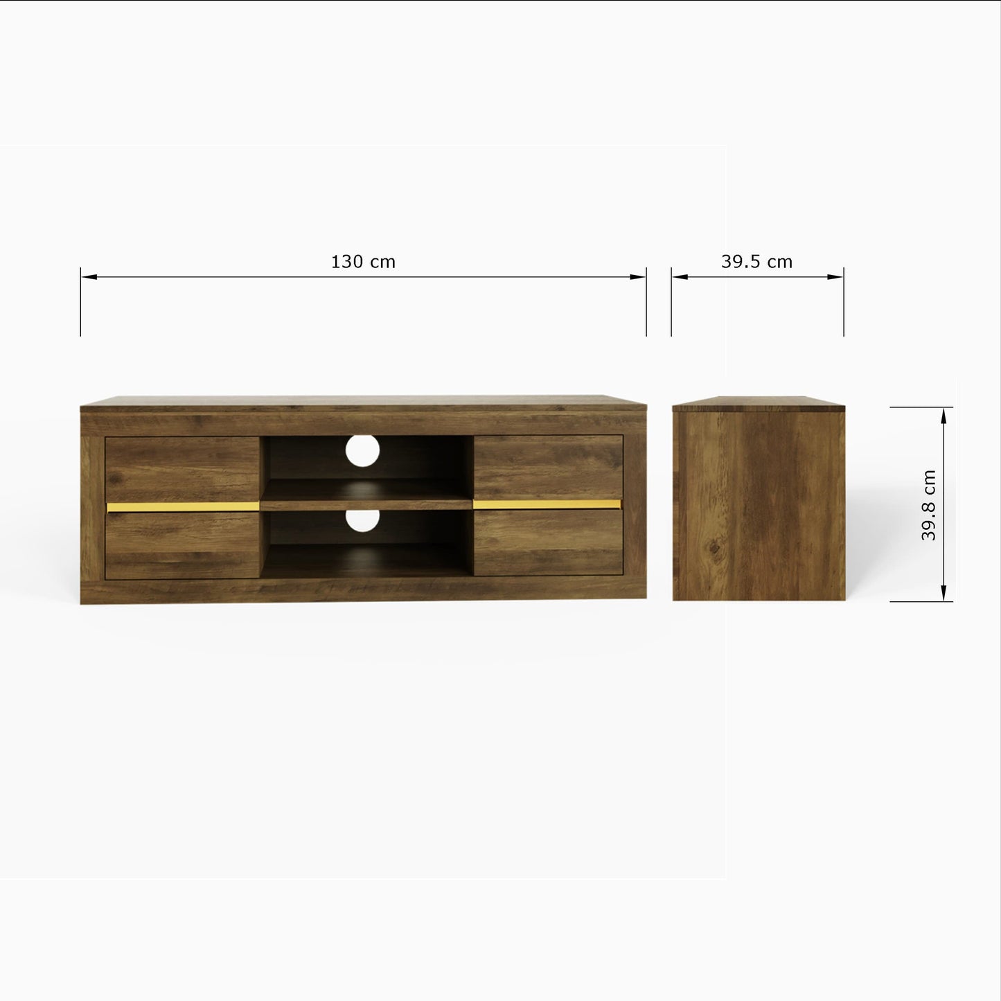 GFW Astley Oak 4 Drawer TV Unit Dimensions 