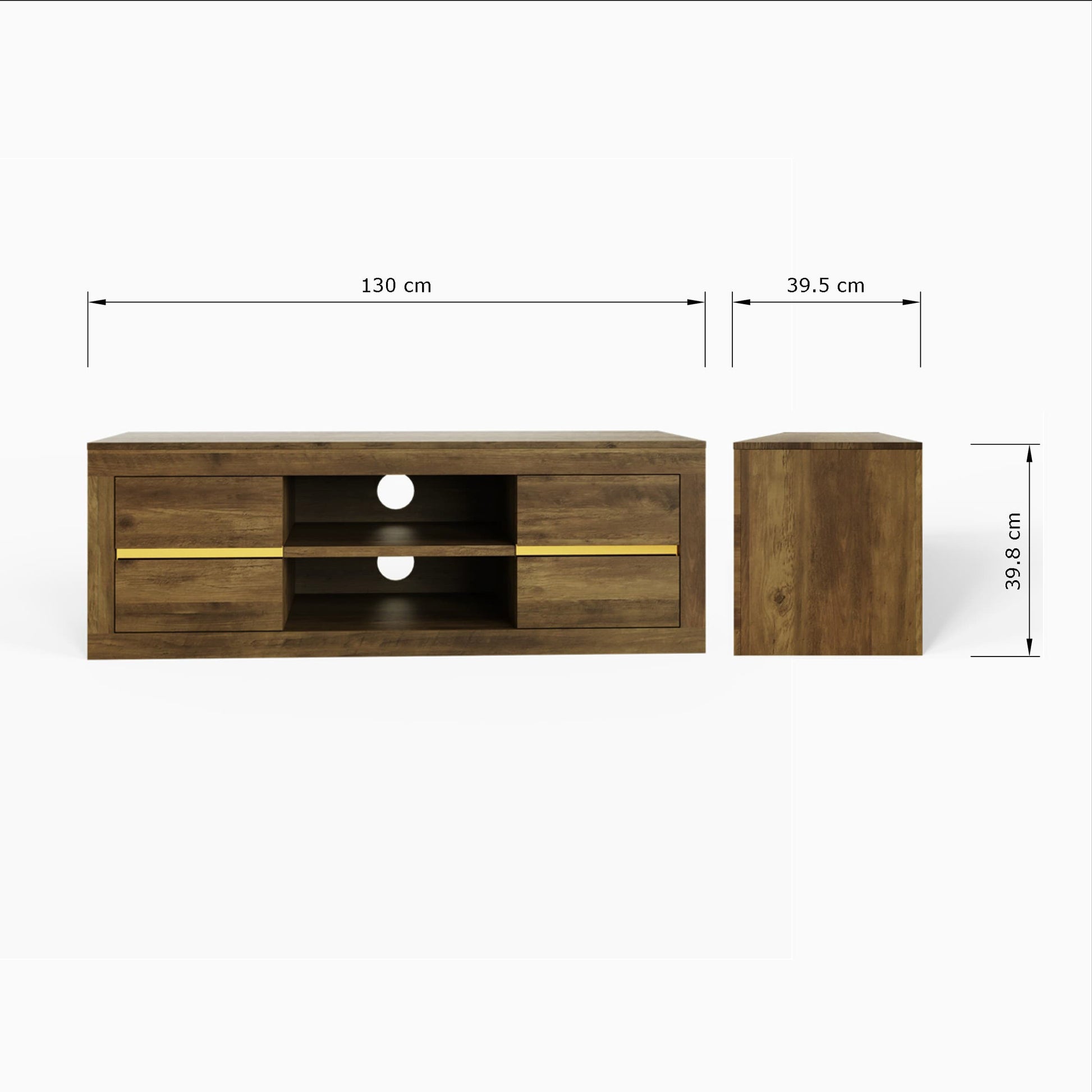 GFW Astley Oak 4 Drawer TV Unit Dimensions 