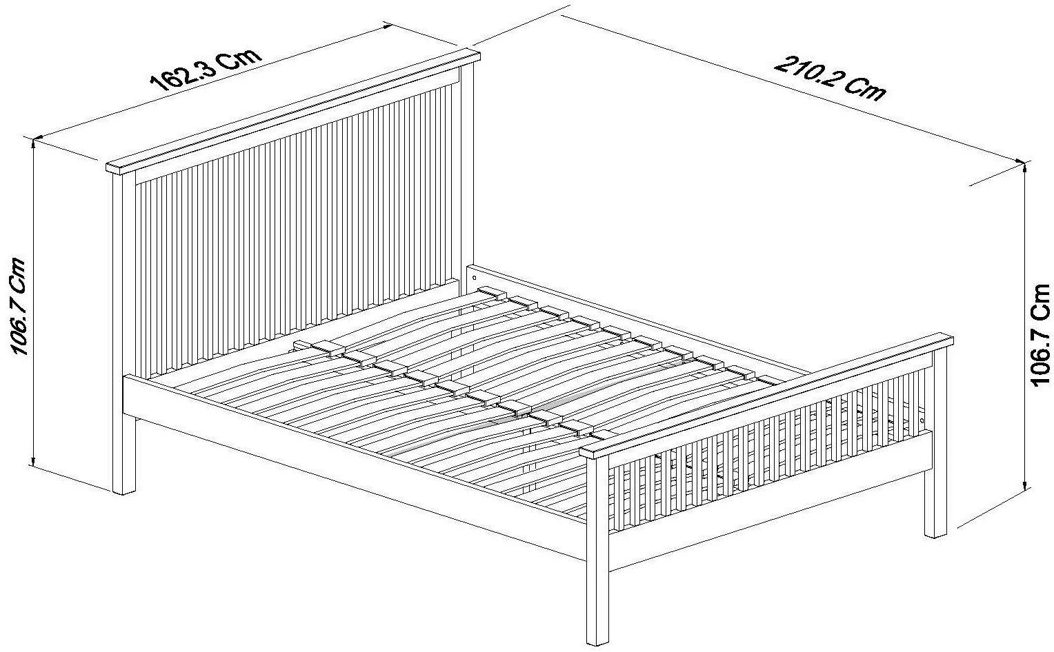 Atlanta Oak High Footend Bedstead King  Dimensions