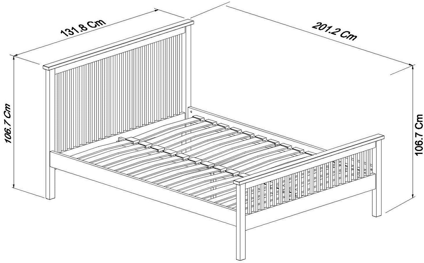 Atlanta Oak High Footend Bedstead Small Double Dimensions