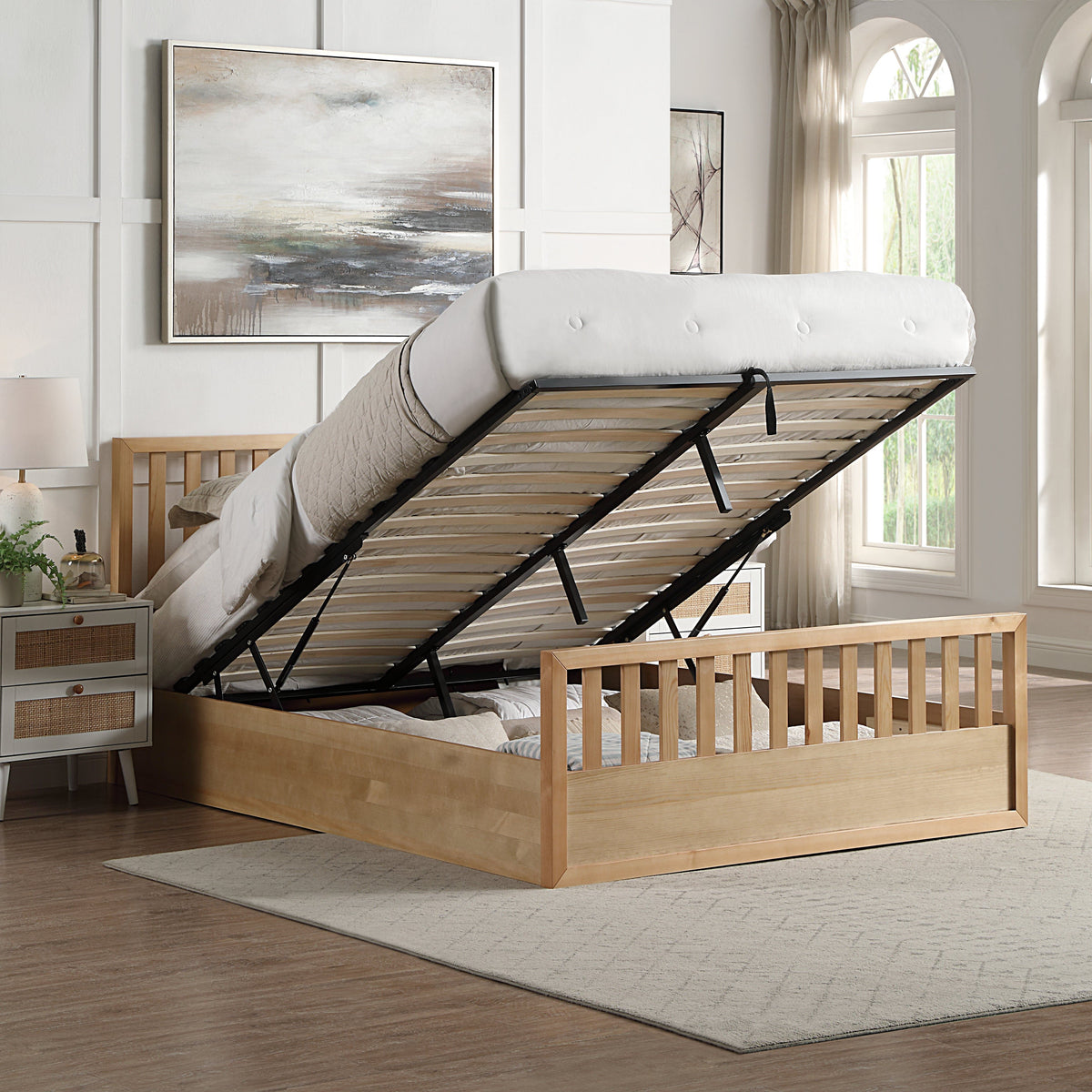 Atlantic Oak Wooden Ottoman Bed Frame 2