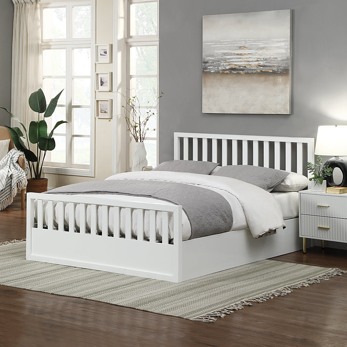 Atlantic White Wooden Ottoman Bed Frame 