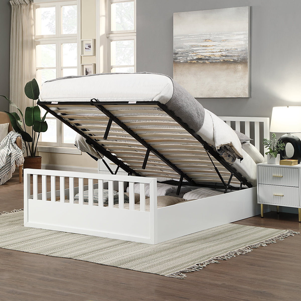 Atlantic White Wooden Ottoman Bed Frame  2
