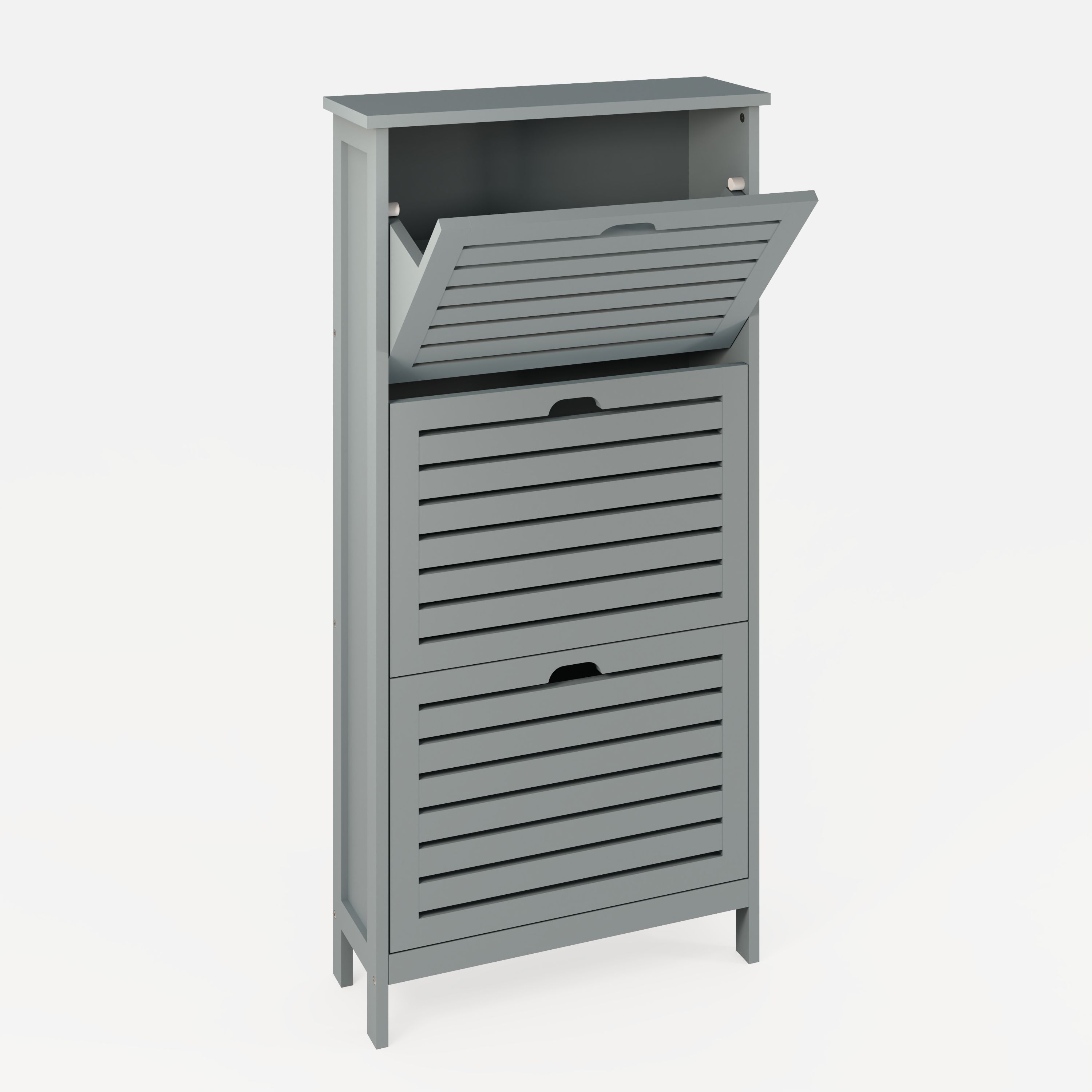 GFW Bergen Three Tier Shoe Cabinet Grey Bed Factory Direct