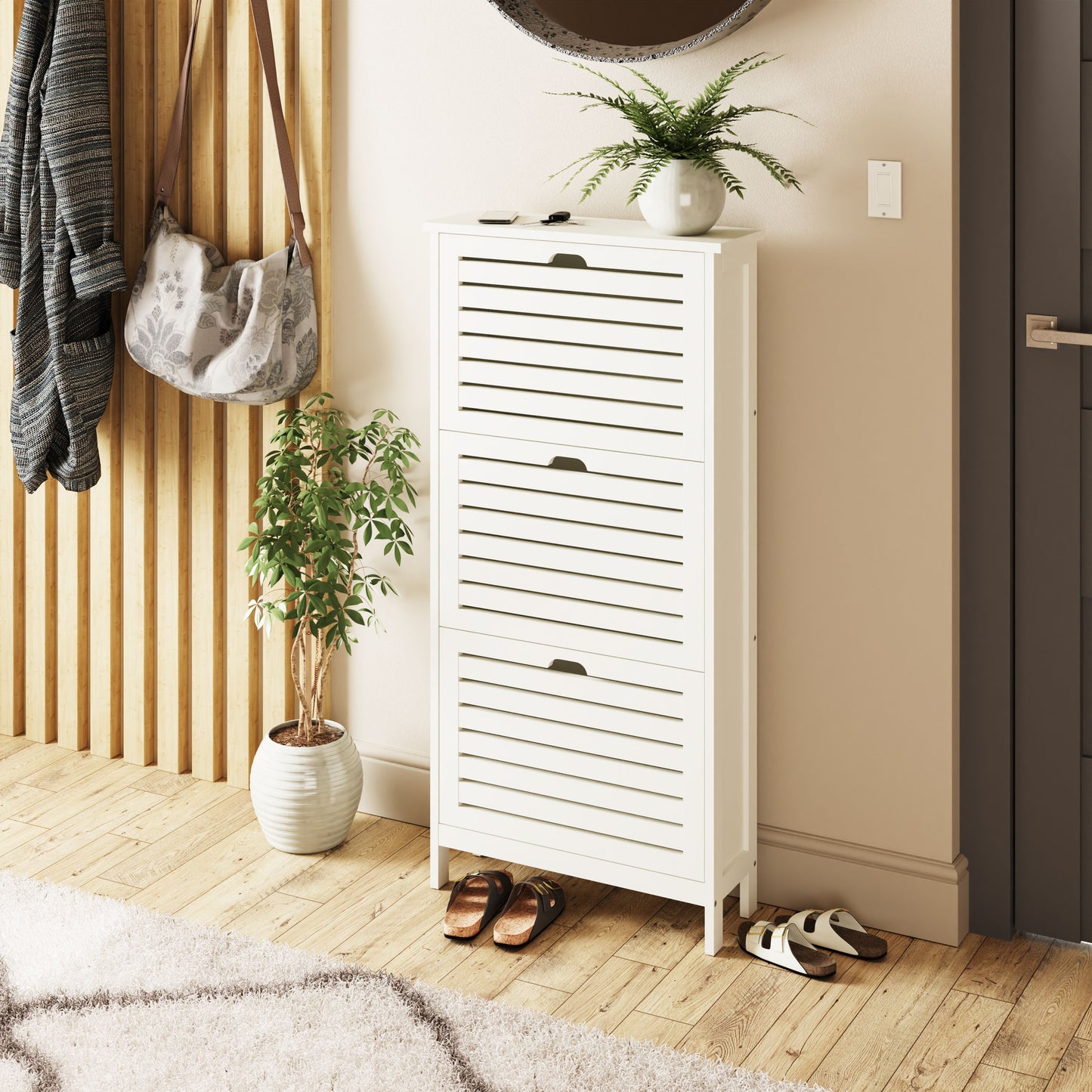 GFW Bergen Three Tier Shoe Cabinet - White 2