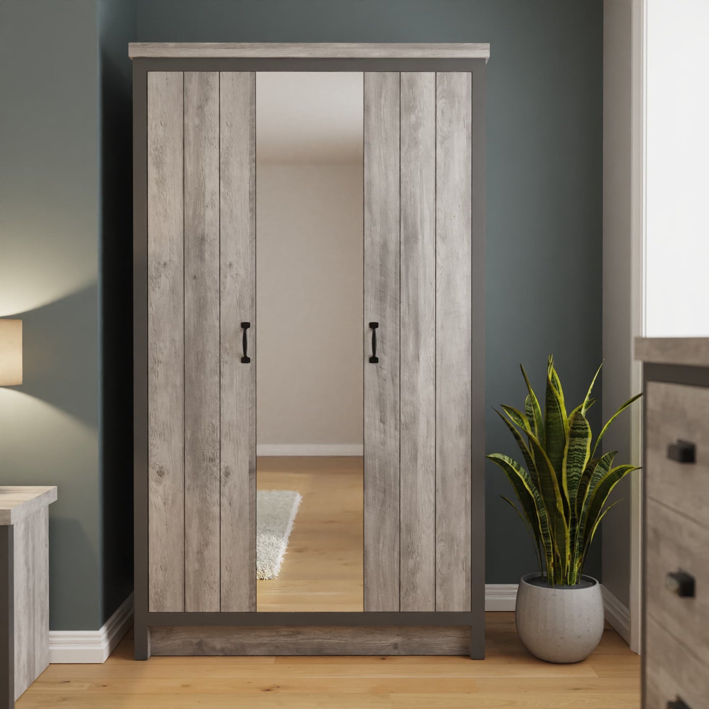 GFW Boston 3 Door Mirrored Wardrobe - Grey 2