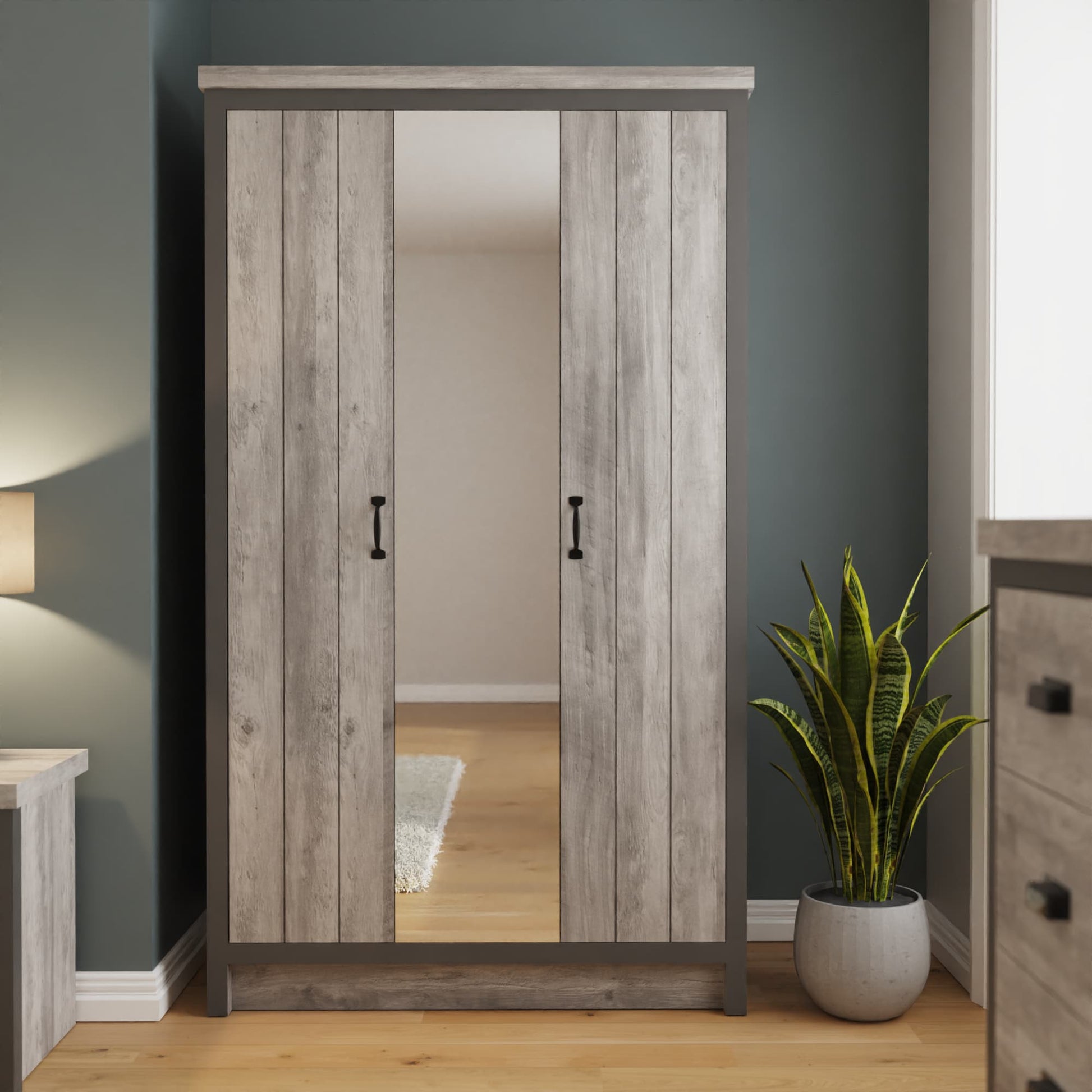 GFW Boston 3 Door Mirrored Wardrobe - Grey 2