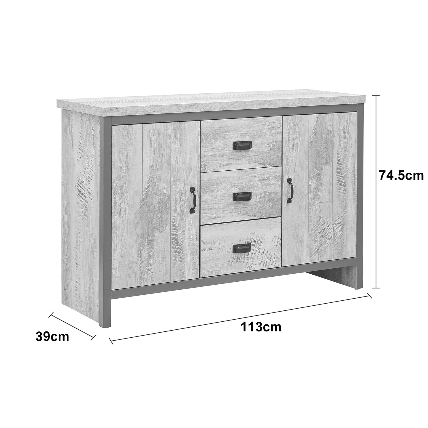 GFW Boston 2 Door 3 Drawer Sideboard 3