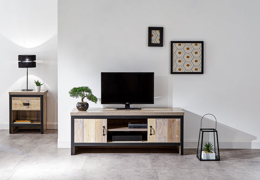 GFW Boston 2 Door TV Unit - Oak