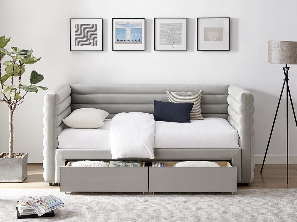 Limelight Bellatrix Fabric Day Bed with Storage Drawers - Grey 3