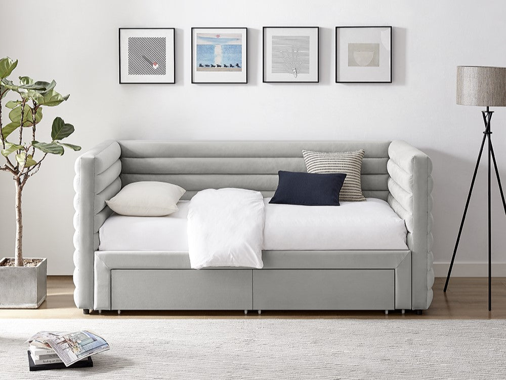Limelight Bellatrix Fabric Day Bed with Storage Drawers - Grey 4