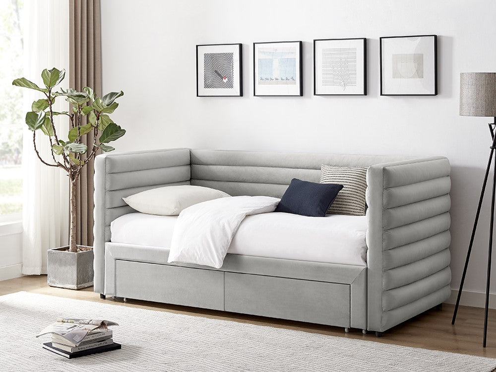 Limelight Bellatrix Fabric Day Bed with Storage Drawers - Grey 2