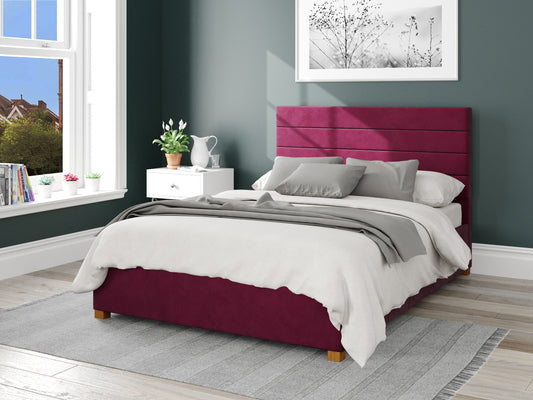 Calypso Fabric End Opening Ottoman Bed - Plush Velvet Berry