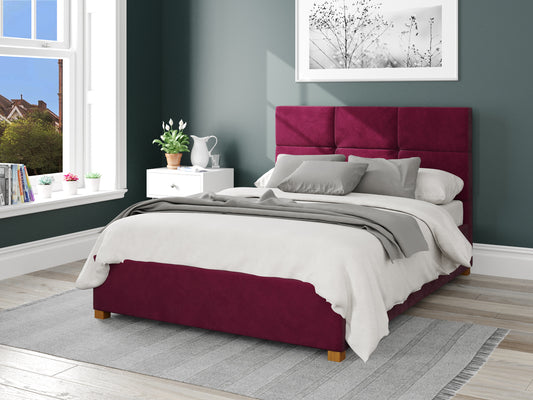 Francisco Fabric End Opening Ottoman Bed - Plush Velvet Berry