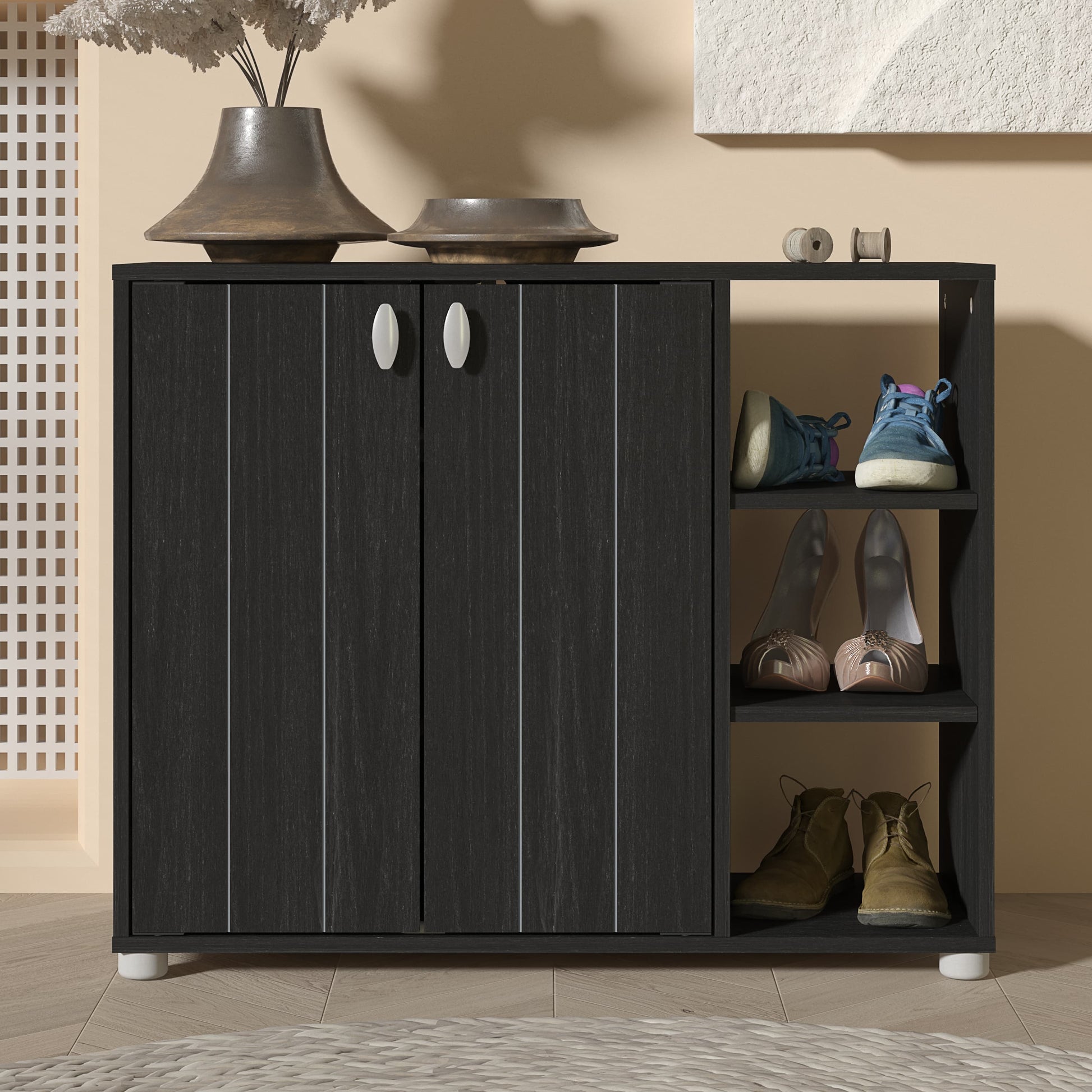 GFW Bideford Shoe Cabinet - Rustick Black Oak