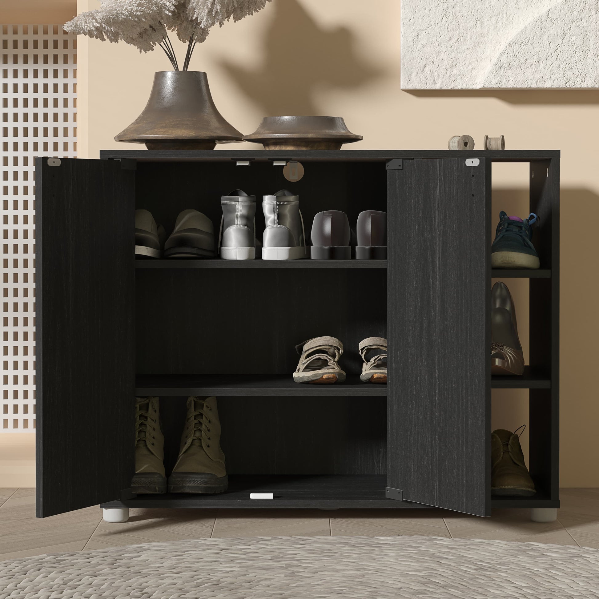 GFW Bideford Shoe Cabinet - Rustick Black Oak 2