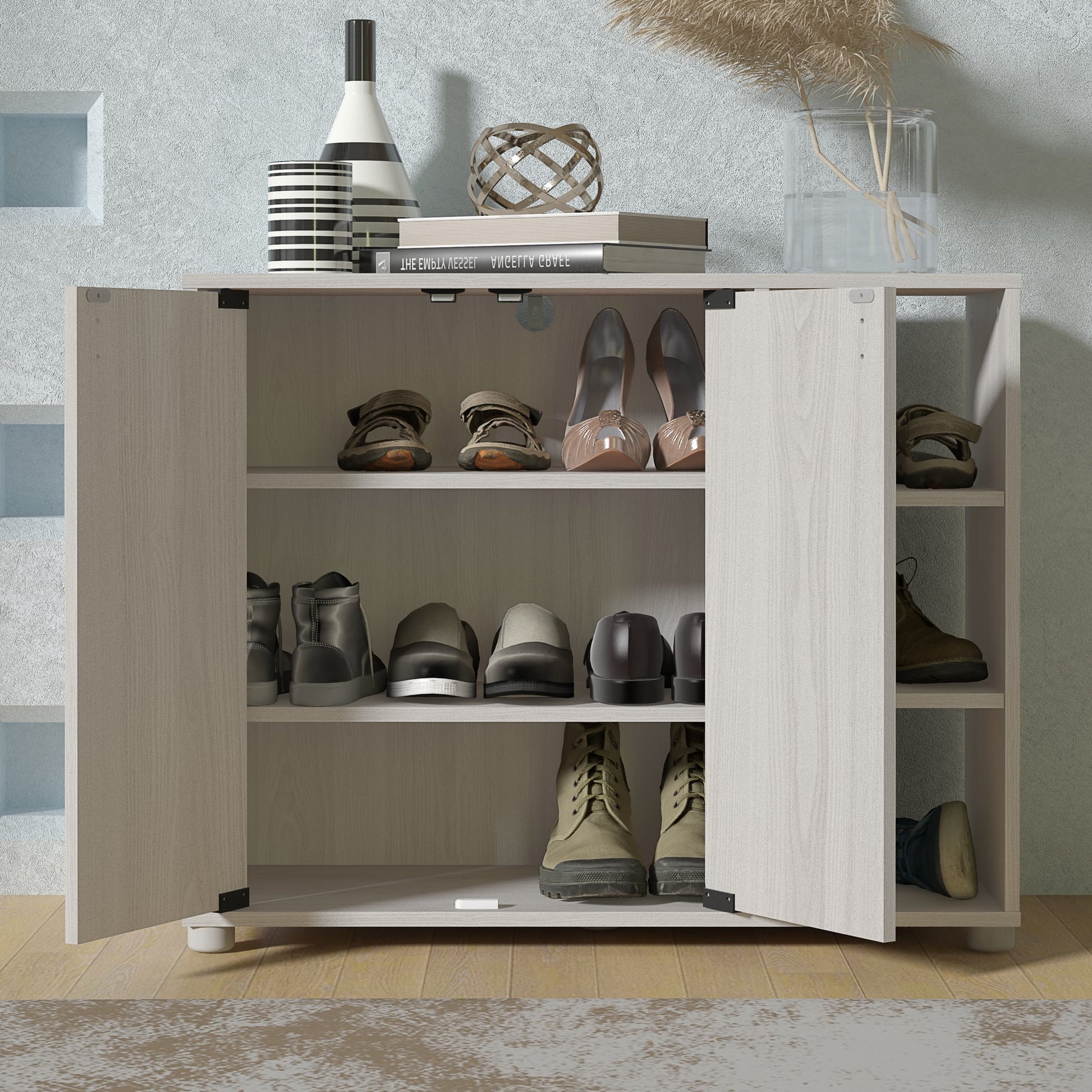 GFW Bideford Shoe Cabinet - Warm Grey Oak 2