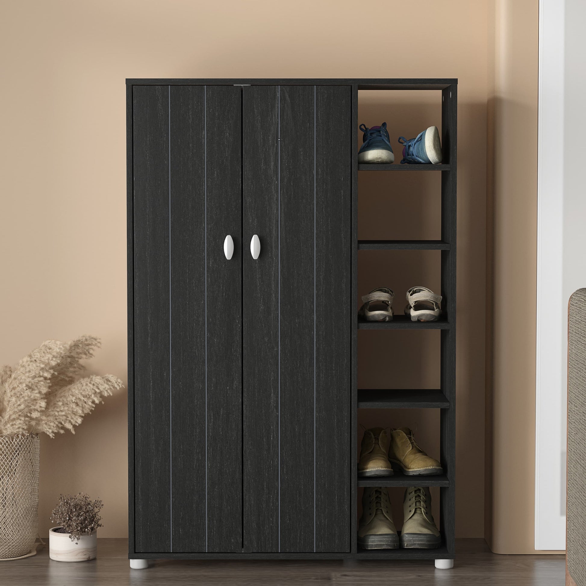 GFW Bideford Tall Shoe Cabinet - Rustick Black Oak