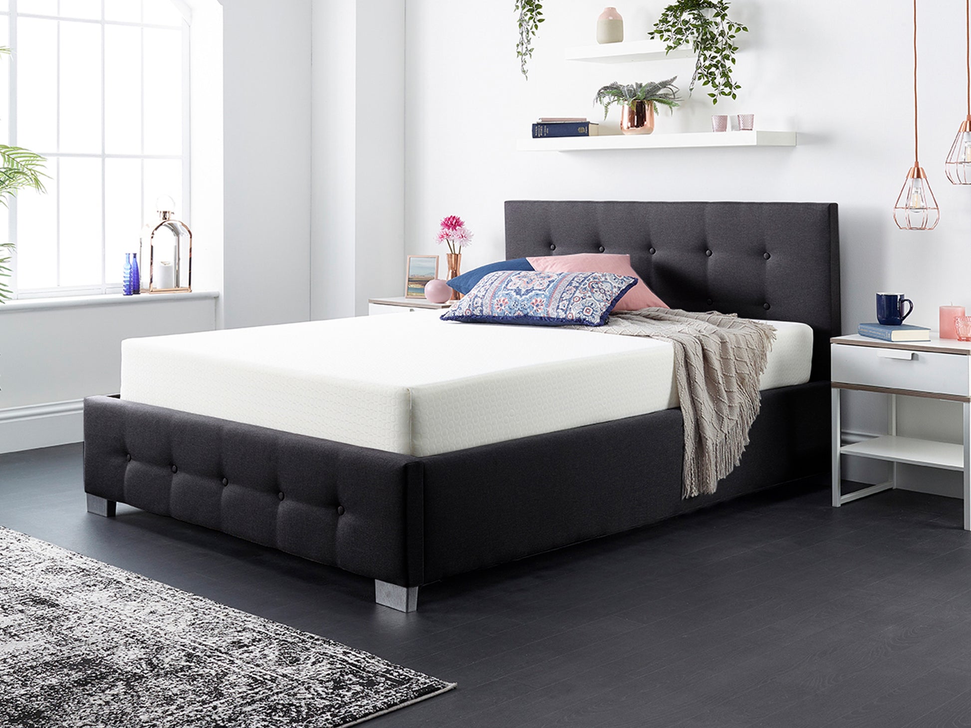 Ariel Fabric End Opening Ottoman Bed - Black Linen