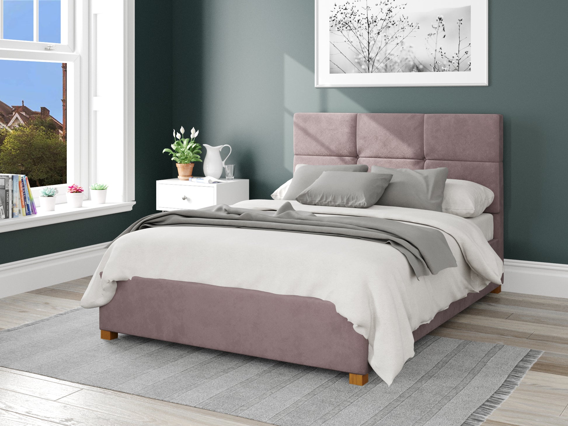 Francisco Fabric End Opening Ottoman Bed - Plush Velvet Blush