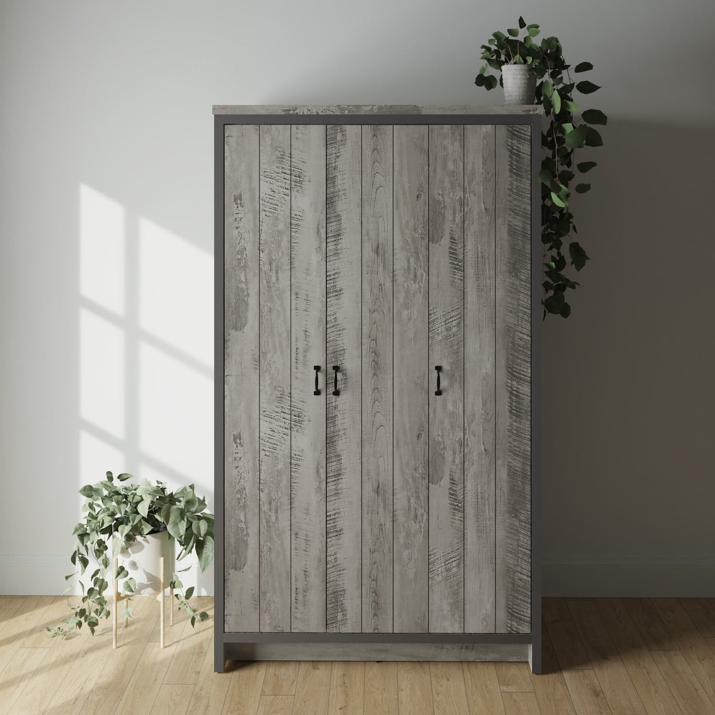 GFW Boston 3 Door Wardrobe - Grey