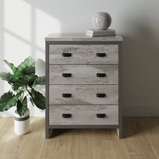GFW Boston 4 Drawer Chest of Drawers - Grey