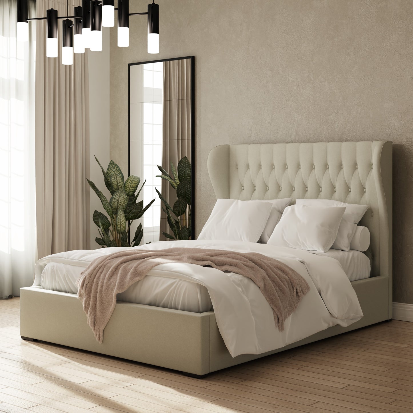 GFW Dakota Fabric Ottoman Bed - Natural