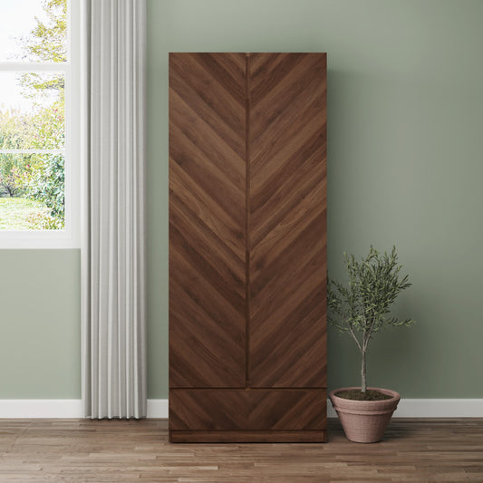 GFW Catania 2 Door 1 Drawer Wardrobe - Walnut