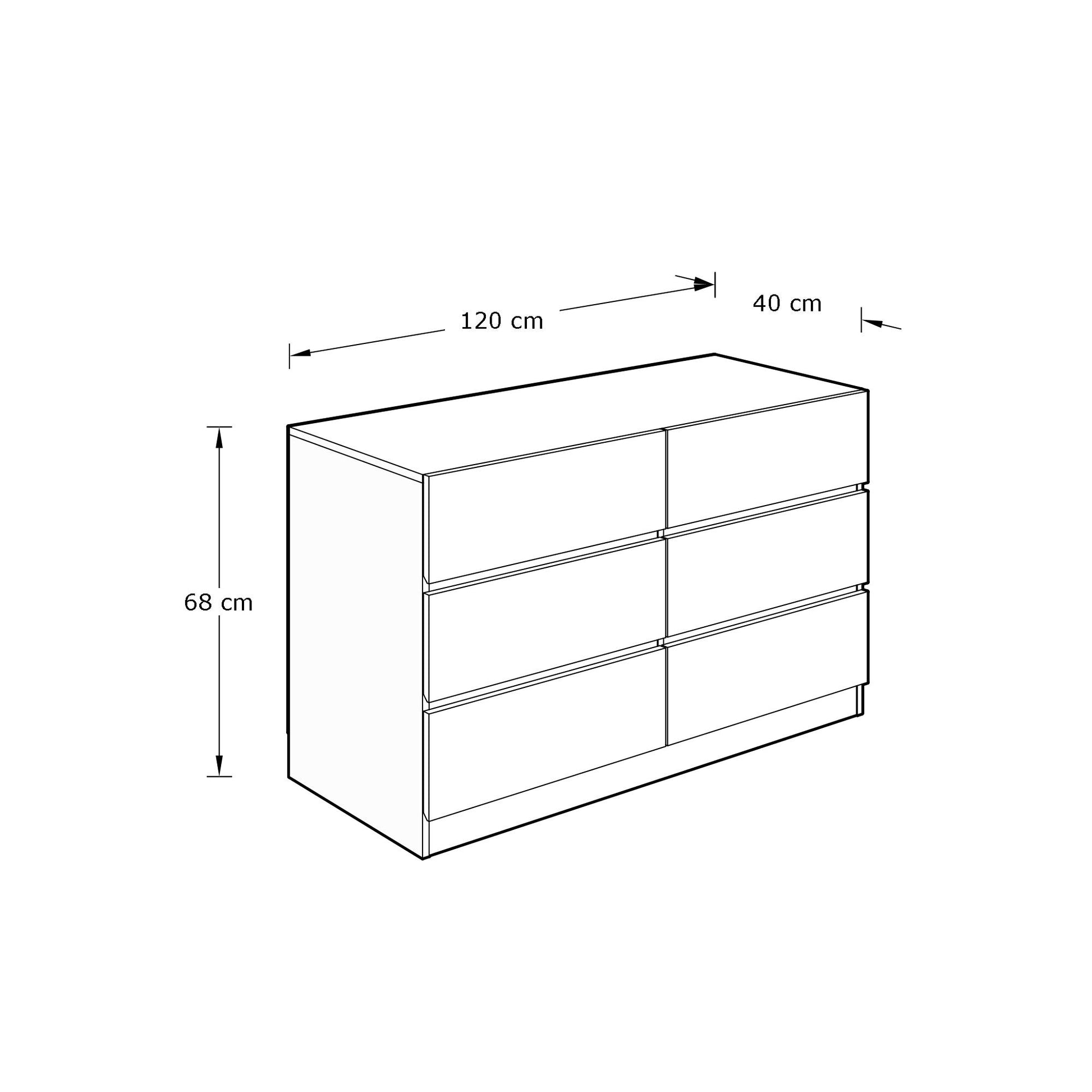 GFW Catania 3+3 Drawer Chest - Oak 4