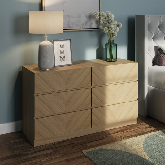 GFW Catania 3+3 Drawer Chest - Oak