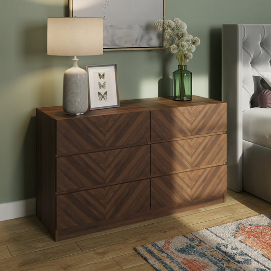 GFW Catania 3+3 Drawer Chest - Walnut