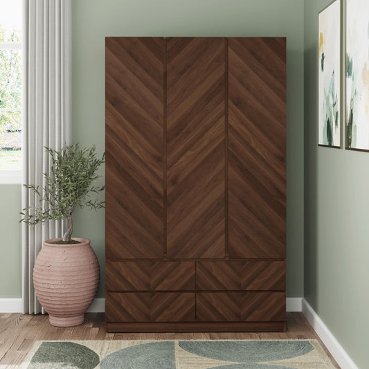 GFW Catania 3 Door 4 Drawer Wardrobe - Walnut