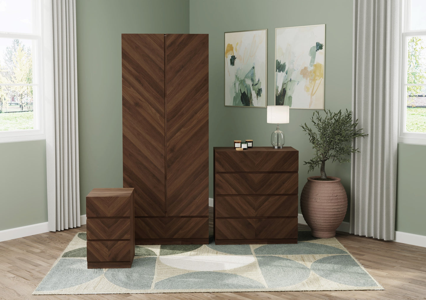 GFW Catania 3 Piece Furniture Set - Walnut