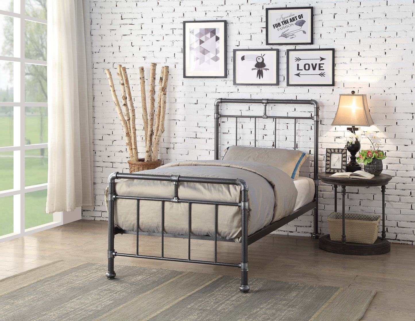 Canberra Metal Bed Frame - Black & Silver 3