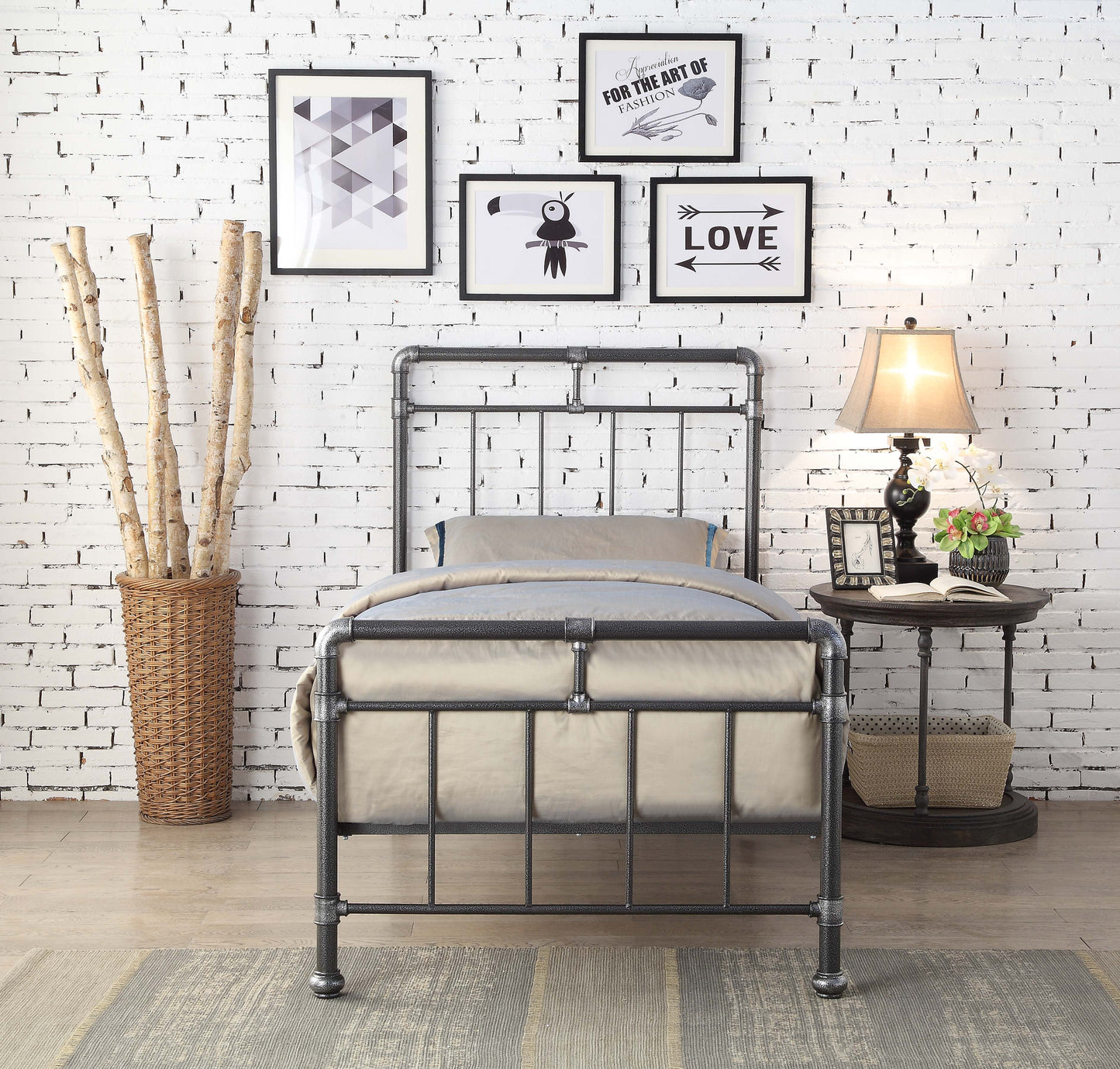 Canberra Metal Bed Frame - Black & Silver 4