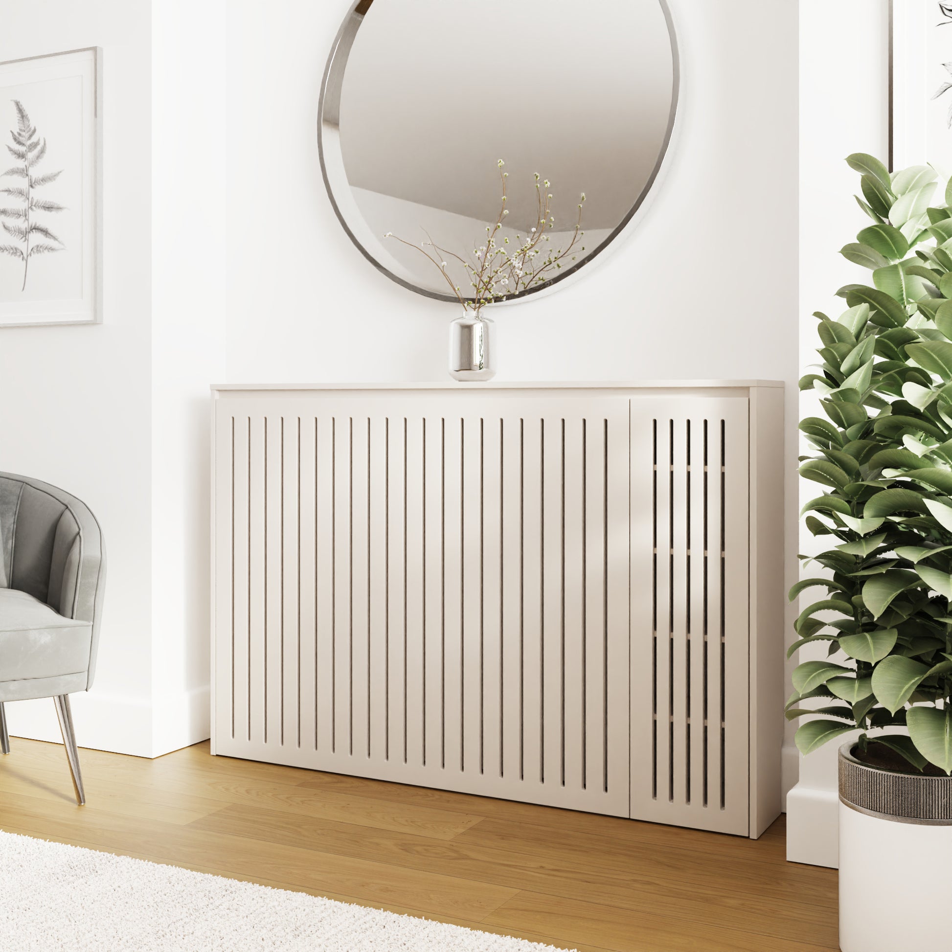 GFW Cooper Storage Radiator Cover - Stone Open