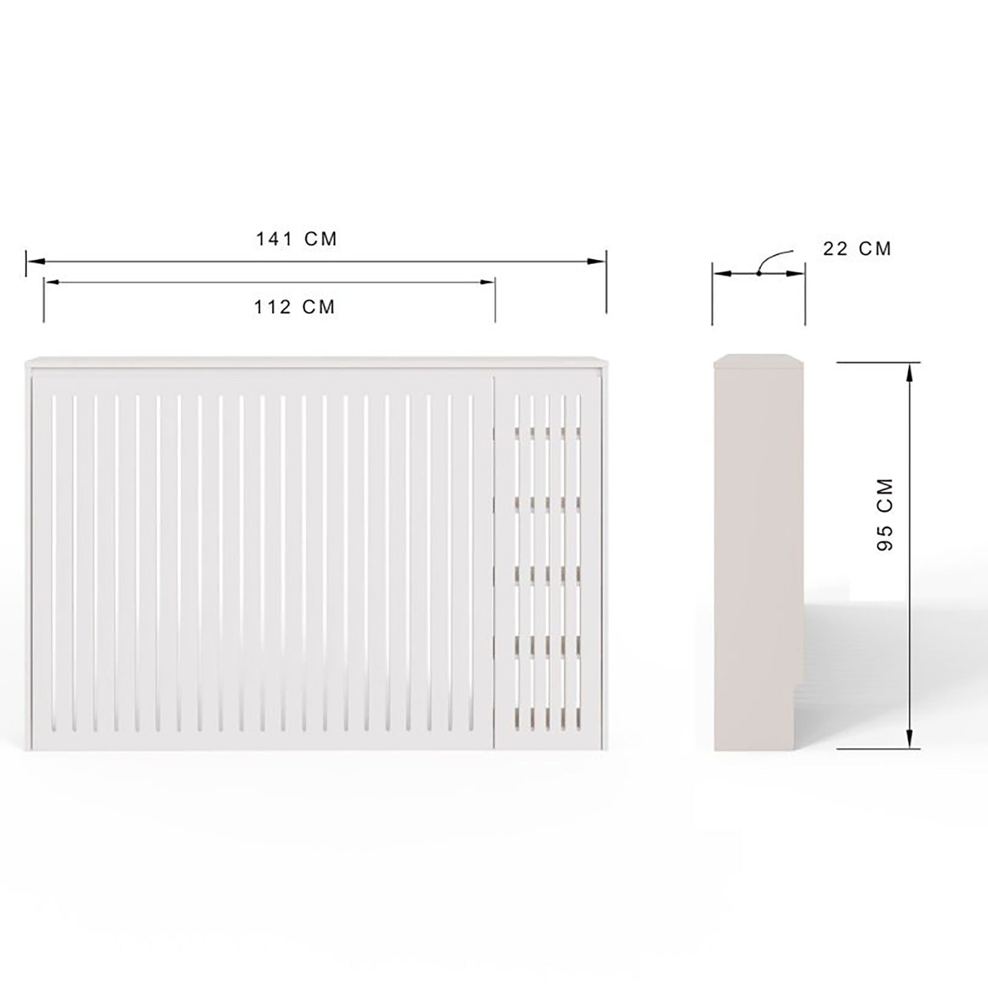 GFW Cooper Storage Radiator Cover - Stone Dimensions
