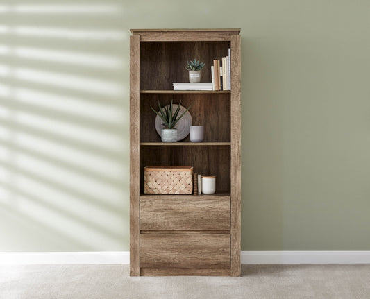 GFW Canyon Oak 2 Drawer Bookcase