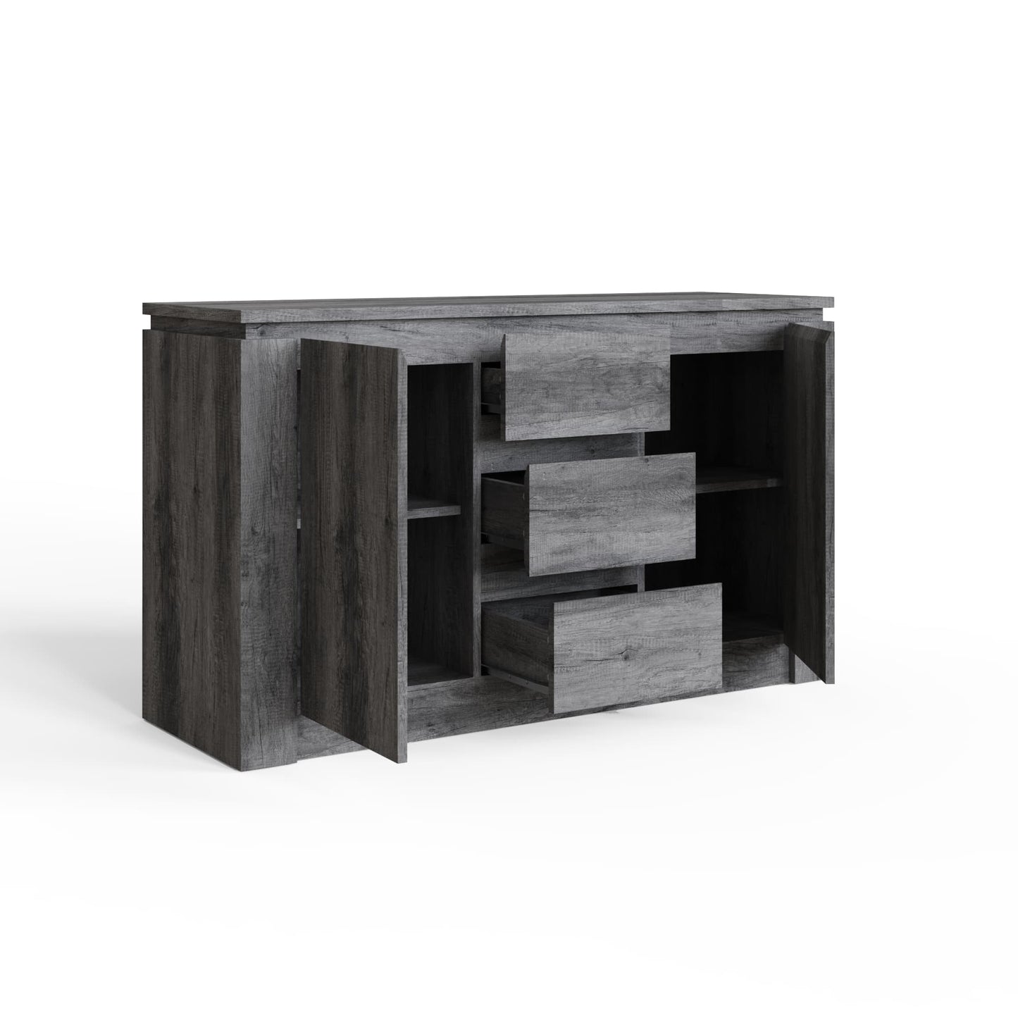 GFW Canyon Charcoal Grey Sideboard Open