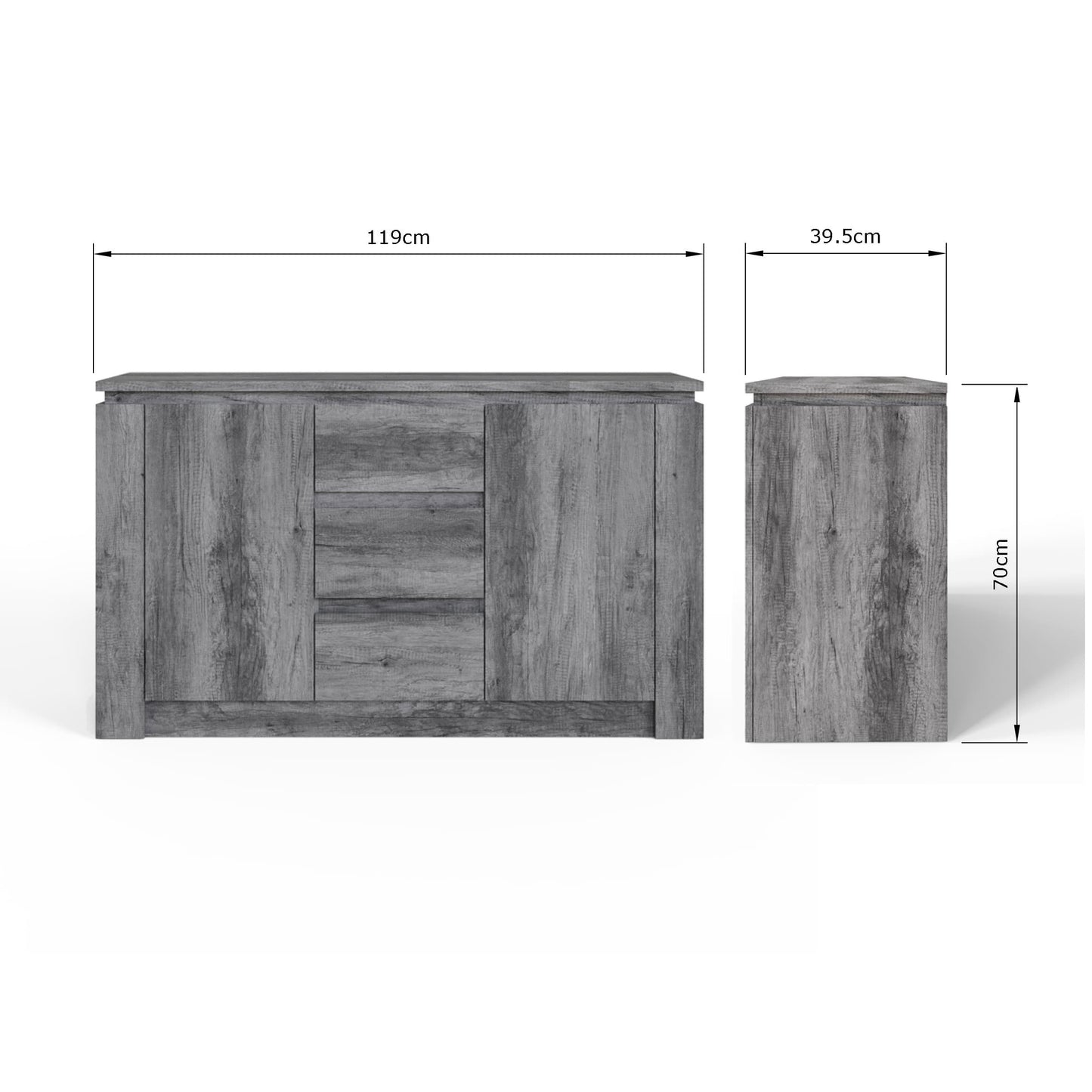 GFW Canyon Charcoal Grey Sideboard Dimensions