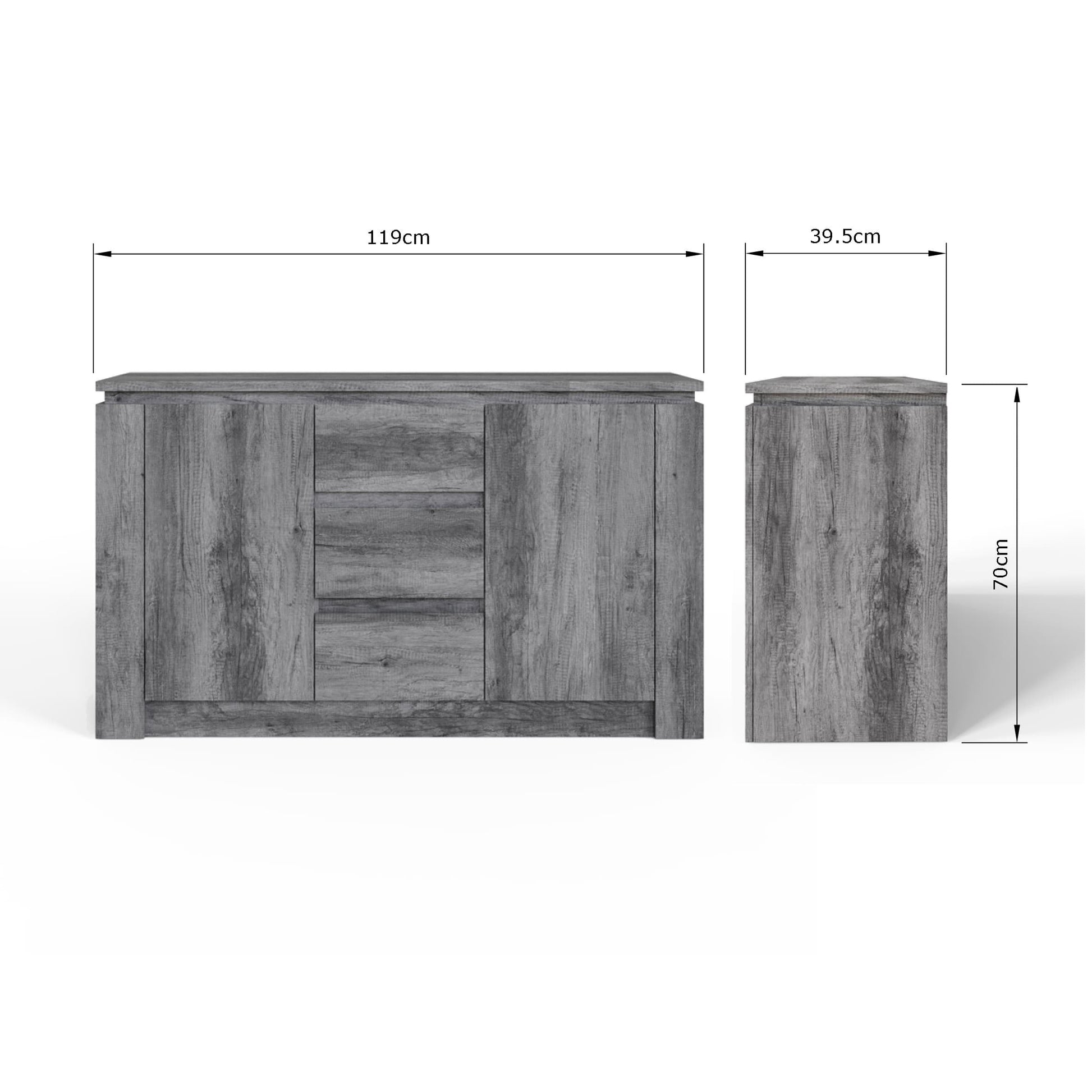 GFW Canyon Charcoal Grey Sideboard Dimensions