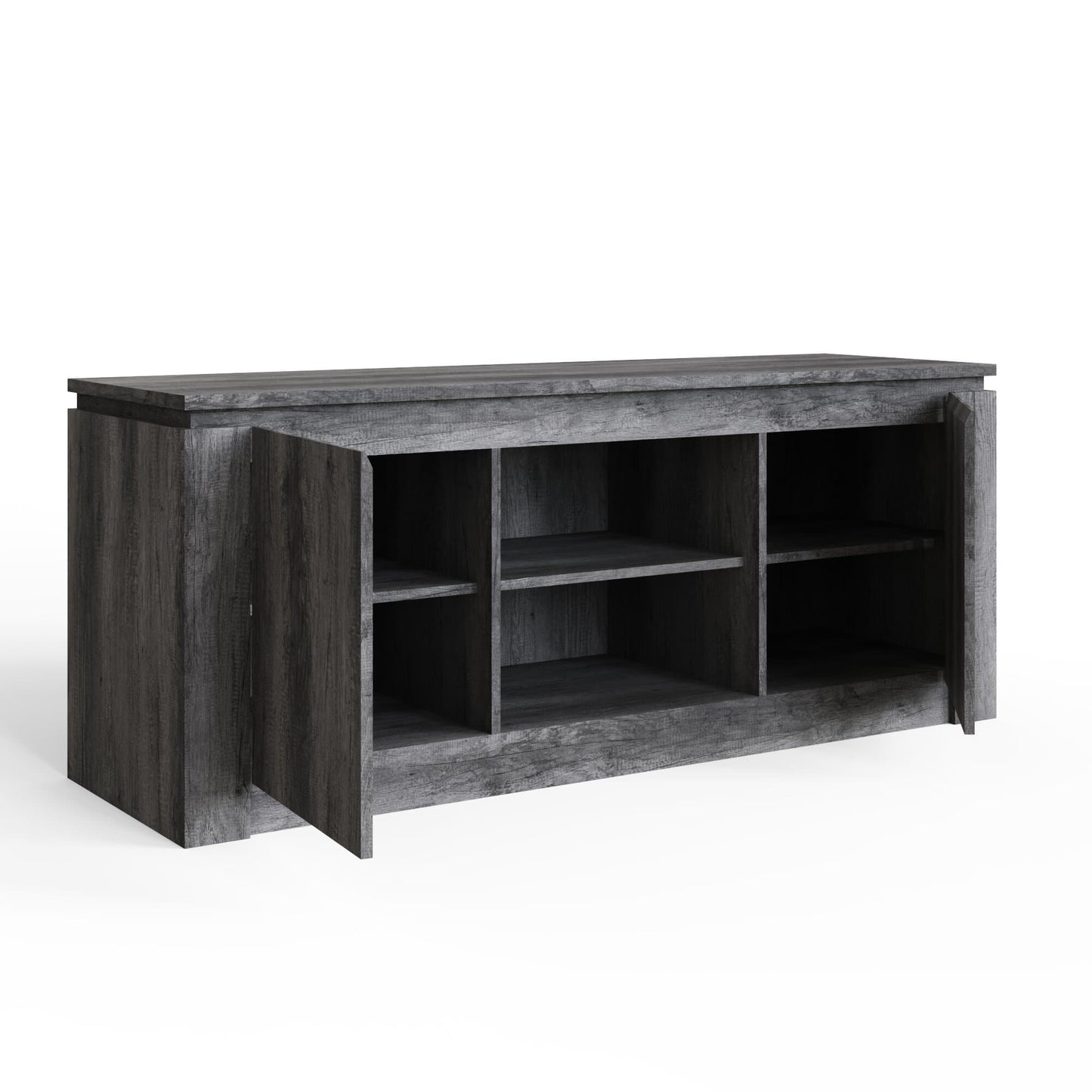 GFW Canyon Charcoal Grey Wide TV Unit Open