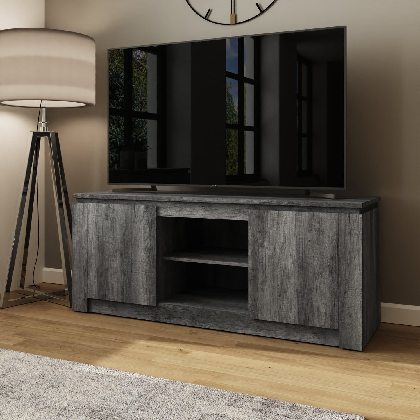 GFW Canyon Charcoal Grey Wide TV Unit