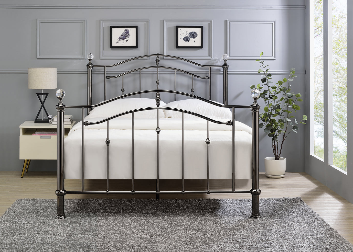 Capstone Metal Bed Frame - Black Chrome 2