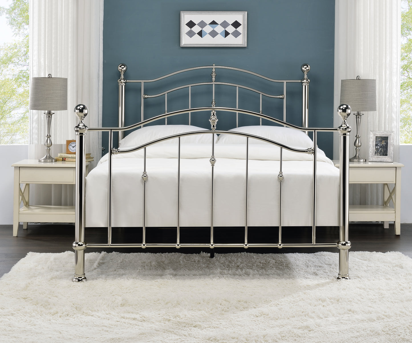 Capstone Metal Bed Frame - Shiny Chrome 2