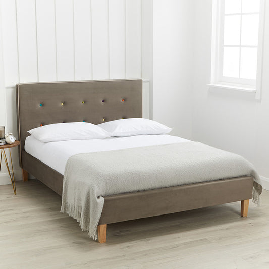 Luminosa Living Carson Grey Fabric Bed Frame double