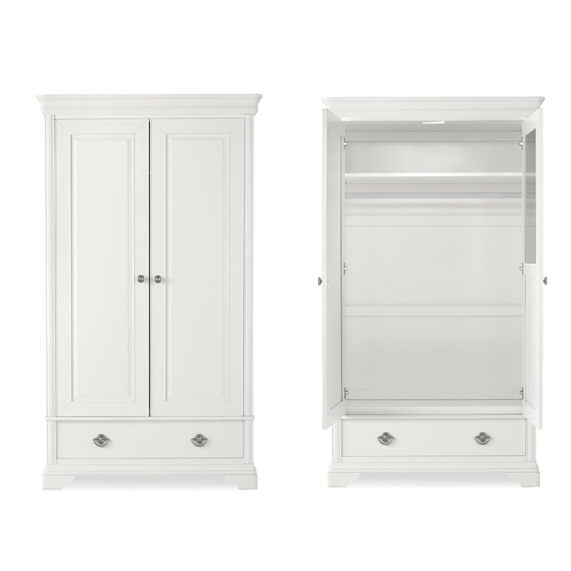 Chantilly White Double Wardrobe Open & Closed