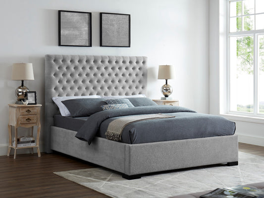 Luminosa Living Charlotte Grey Fabric Bed Frame - Double