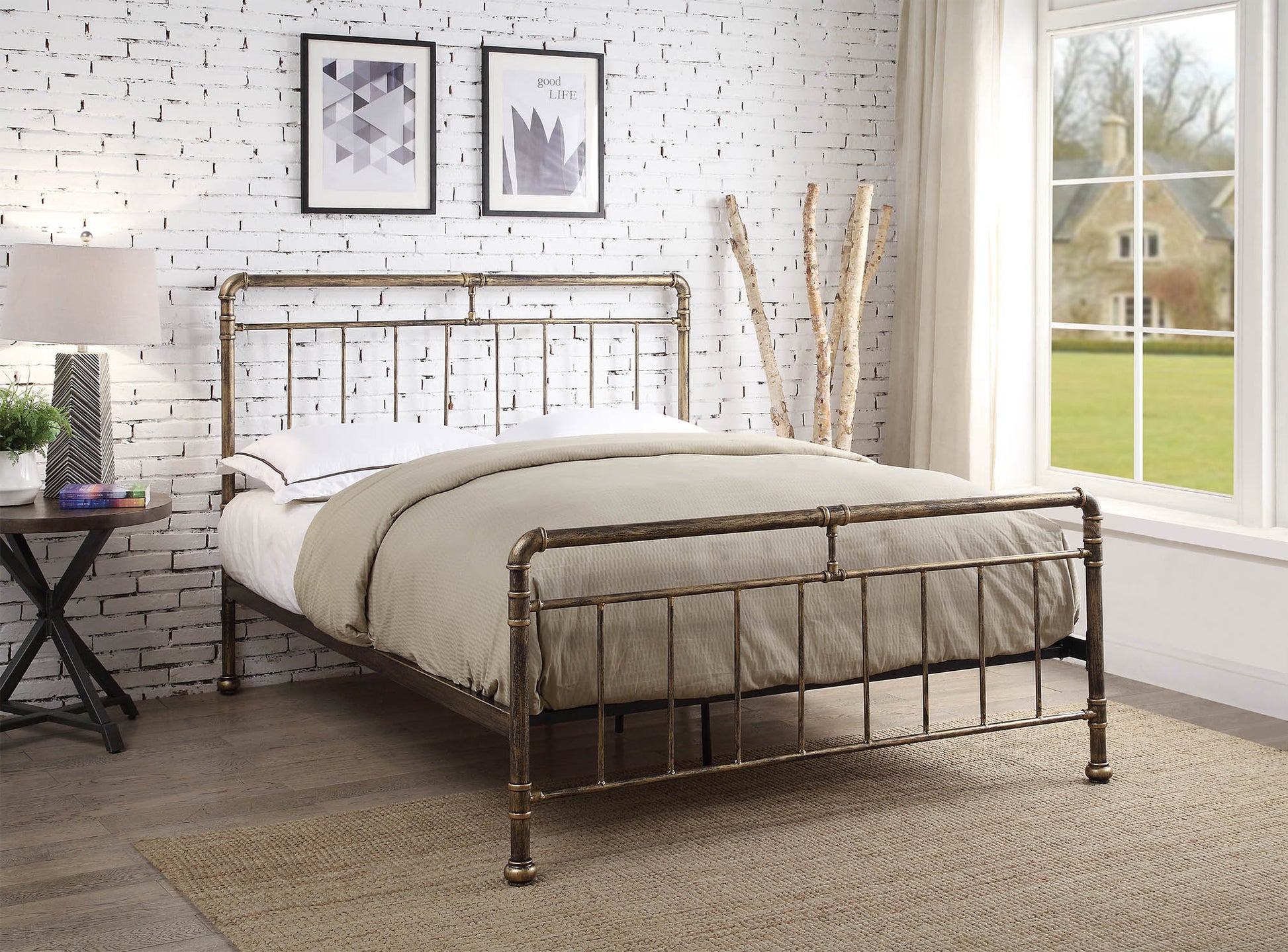 Canberra Metal Bed Frame - Antique Bronze